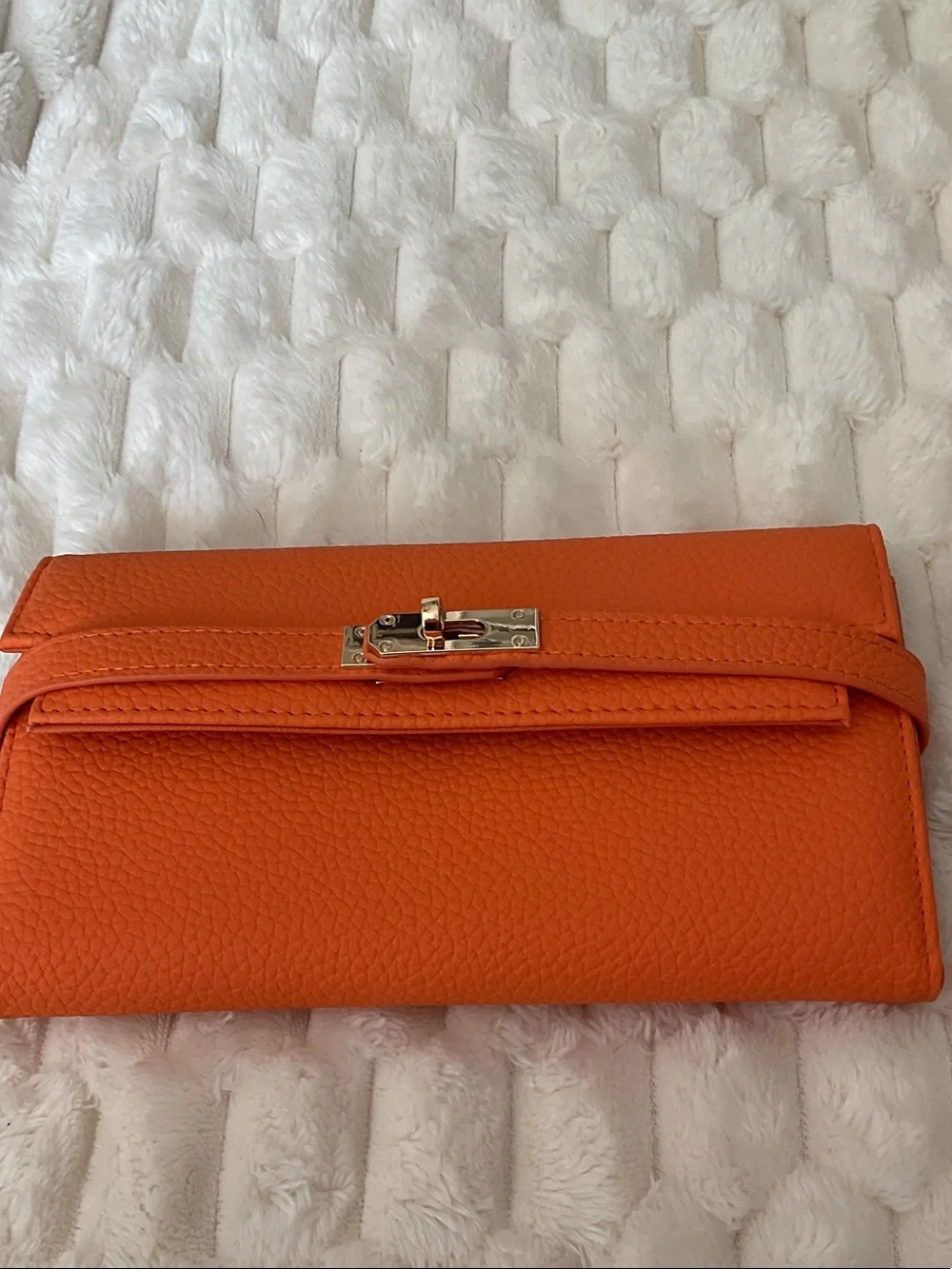 Orange 🍊 Wallet Clutch with Gold Hardware